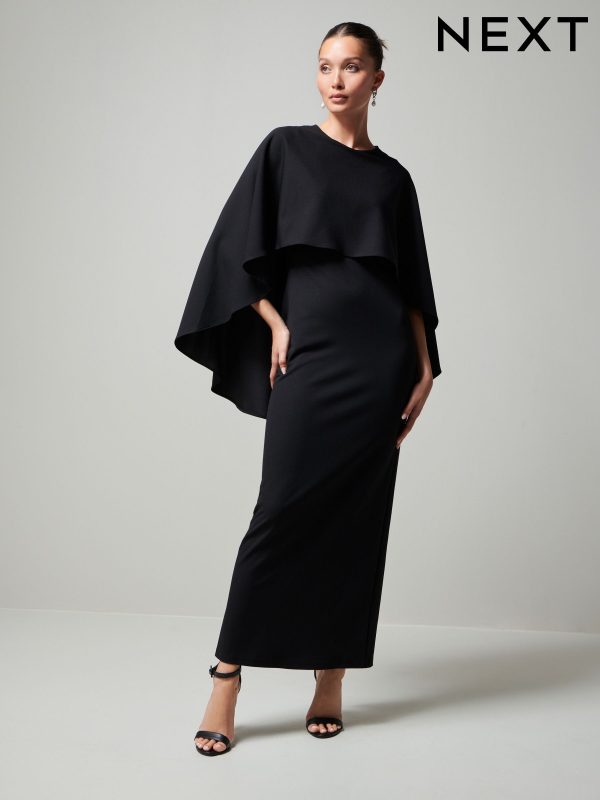 Black Cape Maxi Dress