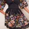 Love & Roses Cobalt Blue Floral Printed V-Neck Tea Mini Dress