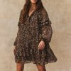 Black and Blue Spot Print Short Sleeve Drop Waist 100% Cotton Maxi Shirt Dress