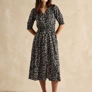 Joules Adele Black Midi Dress