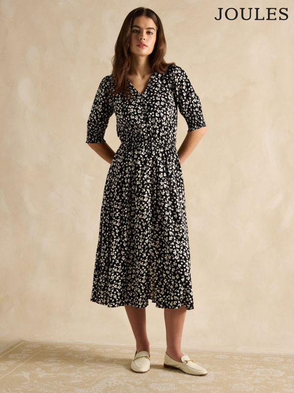 Joules Adele Black Midi Dress