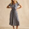 Friends Like These Blue Floral Occasion V-Neck Chiffon Midi Dress