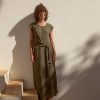 Burgundy Short Sleeve Ruched Midi Dress