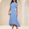 Cream White Tropical Print Kew Collection Pleated Mesh Print V-Neck Occasion Midi Dress
