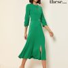 Friends Like These Cobalt Blue Long Sleeve Gold Belted Tailored Midi Dress