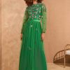 Friends Like These Blue Curve Chiffon Mix Flutter Sleeve Wrap Dress