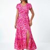 Friends Like These Red Animal Print Chiffon Ruffle Tiered Maxi Dress