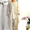 MEN LINEN SUIT: V-neck shirt with long sleeves, tapered linen pants. Mens Linen Loungewear, Striped Linen set, Gift for Him! Men’s Flex Suit