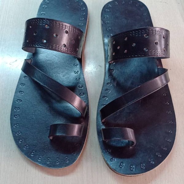 Handmade African Men’s Sandals/Genuine Leather Beaded Flip-Flops/Comfortable Summer Sandals for Men/African Shoes/Unique Gift for Him