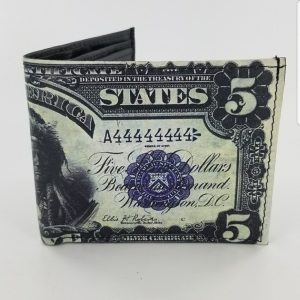 Five Dollar Indian Chief 1918 Silver Certificate Design Inspired Bifold Leather Wallet,Mens Accessories, Handmade & Laserprinted.