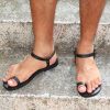 Greek Roman Stylish Slip on Men Leather Sandals, Comfortable  Black Leather Slides, Handmade to order Calf Leather Summer Men Sandals,  ZEUS
