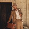 Men’s Linen Trousers and Linen Top, Summer Set, Sleeveless Shirt with Fastener Dekorat on Buttons, Regular Fit Pants with Elastic Belt & Tie