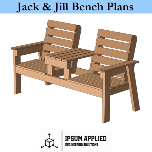 Jack and Jill Garden Bench Woodworking Plans – DIY Loveseat Bench with Table | Outdoor Furniture PDF, Patio Seating Build Instructions