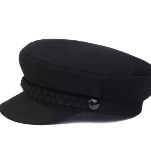 Black Man Wool Fiddler Sailor Hat S-XXL size, Hatsquare Man Sailor Captain Hat, Handmade Skipper Officer Hat, Yachtsman Fisherman Cabbie Cap