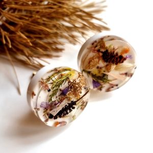 Drawer pulls with forest plants, Natural knobs with sylvan leaves, Botanical furniture handles with cone