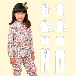 Jamie Kid’s Pajamas PDF Sewing Pattern / Toddler pajamas pattern / Girls pajamas Boys pajamas (2T – 14)