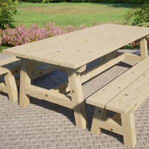 Farm Picnic Table Plans 96×39 in – DIY Outdoor Table Set Plans