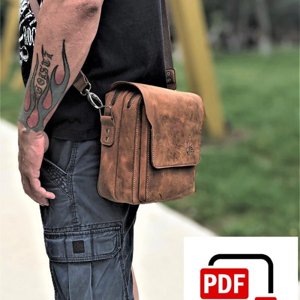 Men’s crossbody leather bag digital pattern _ Shoulder bag _ DIY pattern _ PDF download _ digital template _ A4 & US Letter Sized Printout