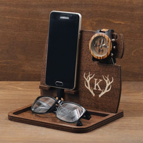 Personalised Phone Charging Docking Station Handmade Christmas Gift for Him Men Boyfriend Father Husband Tech Accessories Desktop Storage