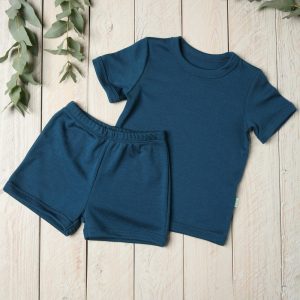 Merino wool two piece short organic kid’s pyjama set