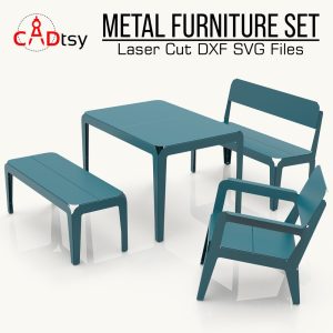 Metal Furniture Set cnc Plasma Cutting DXF Files. Outdoor Garden Patio Table, Bench, Chair Sheet Metal Working PDF Plans