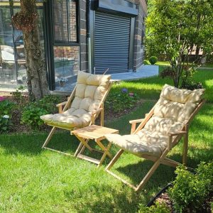 Premium Wooden Garden Chair with Armrest, Adjustable Patio Chair, Comfortable Patio Sun Lounger, Garden Sunbed, Balcony Chair, Deck Chair.