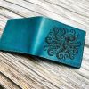 Octopus Premium Leather wallet, Floral octopus handmade leather wallet gift for him, genuine leather men wallet, Christmas custom men wallet