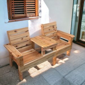 Double Bench with Table Build Plans- Outdoor Chair-Backyard Table- Double Garden Chair Bench Table Plans- Backyard Bench DIY Plans Download