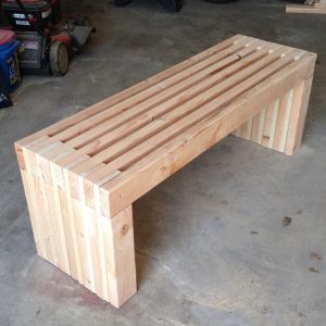 Modern Easy Slatted Bench, Simple Outdoor Wood Bench, Garden Furniture Plan, Porch Bench, Patio Bench Plan, PDF Download, Woodworking Plans