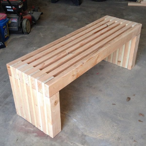 Modern Easy Slatted Bench, Simple Outdoor Wood Bench, Garden Furniture Plan, Porch Bench, Patio Bench Plan, PDF Download, Woodworking Plans