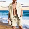 Men’s Cotton Linen Set | Casual Outdoor Outfit | Comfortable Short Sleeve Style