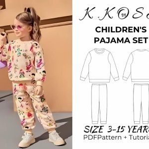 Children’s Pajama Set sewing pattern /Kids nightwear pattern PDF/kids pajamas /Children’s classic pajamas / Sıze 3Y-15Y /Easy sewing project