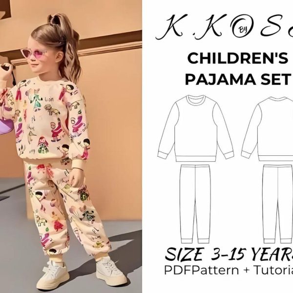 Children’s Pajama Set sewing pattern /Kids nightwear pattern PDF/kids pajamas /Children’s classic pajamas / Sıze 3Y-15Y /Easy sewing project