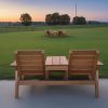 Premium Double-Sized Wooden Patio Chair Set – 2 Adjustable Garden Sun Loungers & Sofa, Folding Outdoor Furniture, Patio Sofa I Deckchair Set
