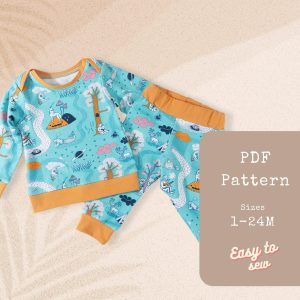 Baby Sewing Patterns – Baby Pajama Sewing Pattern PDF | Baby Clothes Pattern for Girls | Pajamas Pattern for Baby Boy | Baby Shower Gift