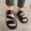 Men’s Leather Slide Sandals – Handmade Black Buckle Sandals