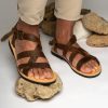 Handmade in Italy mens Franciscan sandals in dark brown leather | Gianluca – L’artigiano del cuoio