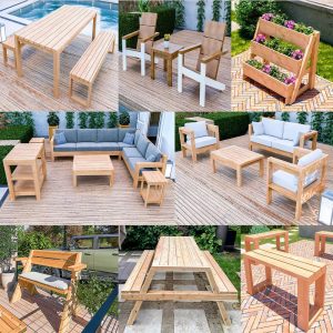DIY Furniture Plans BUNDLE – Outdoor Woodworking Projects – Patio Seating Set Plans – Garden Furniture Plans – PDF Digital Download