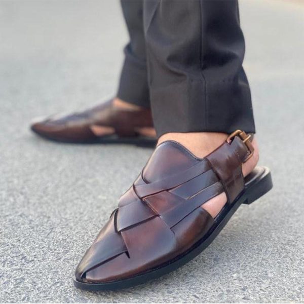 Handmade Men’s Brown Leather Peshawari Chappal – Handmade Leather Sandals , Peshawri Sandals, Leather Footwear, Gift for him, Gift for Bf