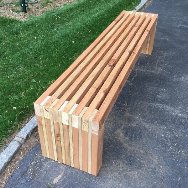 Modern Easy Slatted Bench, Simple Outdoor Wood Bench, Garden Furniture Plan, lounge bench, Patio Bench Plan, PDF Download, Woodworking Plans