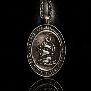 Vintage Silver Ship Pendant, Mens Accessories, Handmade Ship Necklace, Silver Charm Nautical, Adventurer Pendant, Mens Necklace