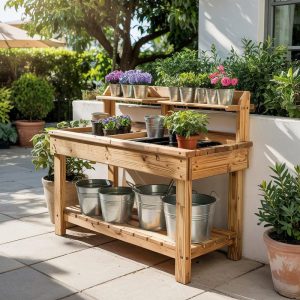 DIY Potting Bench Plans – Rustic Garden Workstation PDF – Woodworking Project for Outdoor Use – Digital Download