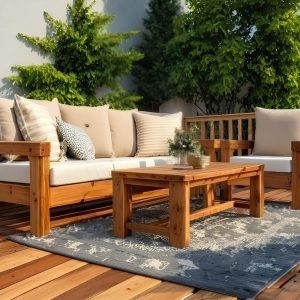 DIY Patio sofa set with coffee table build plan, Woodworking plans, Outdoor sofa plans, Patio bench and sofa, Patio furniture, PDF Download